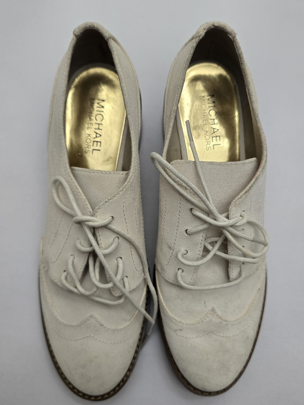 Michael Kors Women's Cream Suede Lace-Up Oxford Shoes